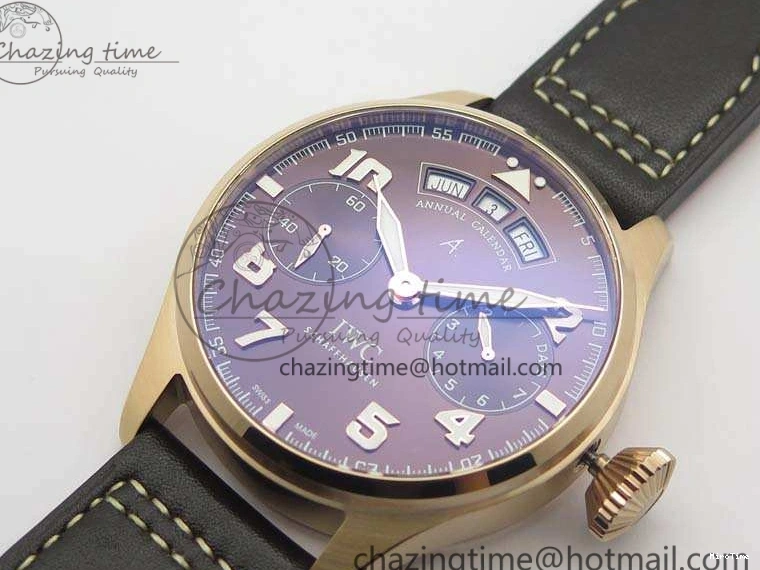 MIROTIME 0510 Popular Big Pilot Real PR IW502706 RG YLF 1:1 Best Edition Brown Dial On Calfskin Strap A 7223